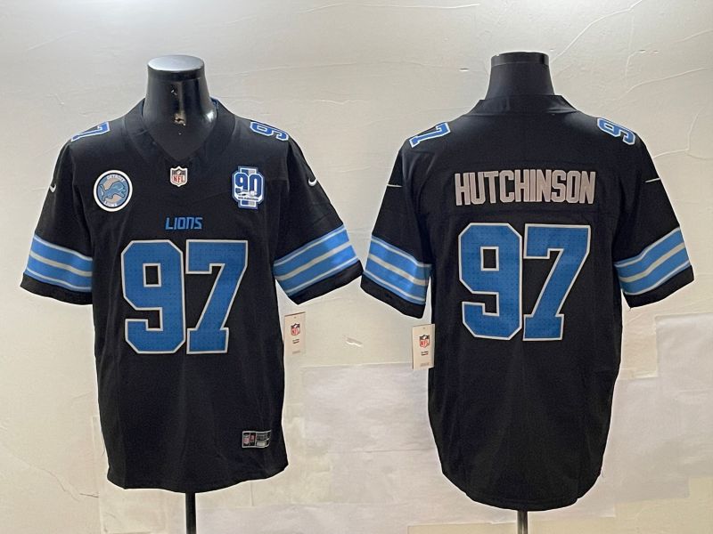 Men Detroit Lions 97 Hutchinson Black three generations 2024 Nike Limited NFL Jersey style 4